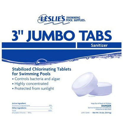 Leslie's Jumbo Chlorine Pool Tabs, 3 in, 20 lb Bucket