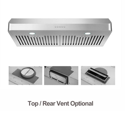 Everkitch 30 Inch Ducted Under Cabinet Range Hood, Stainless Steel, 400 CFM