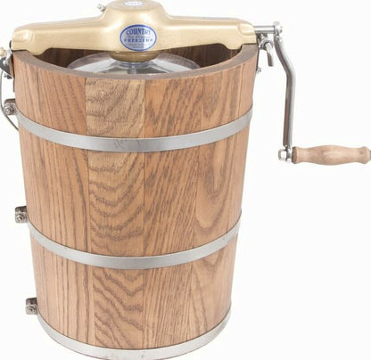6 qt Country Ice Cream Maker With Classic Wooden Tub - Hand Crank
