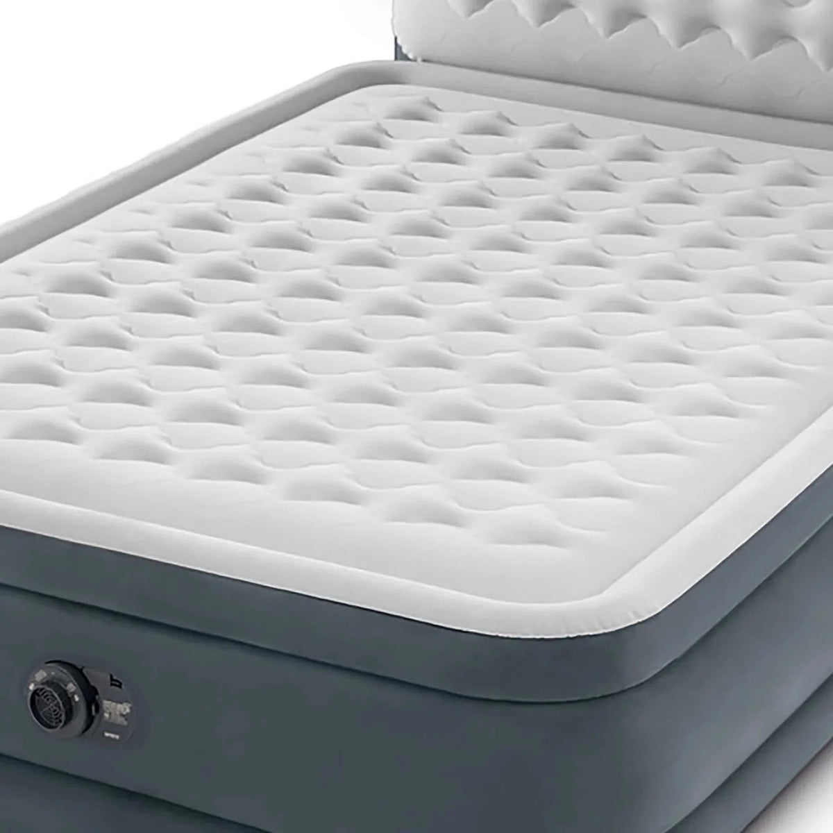 Intex Dura-Beam Deluxe Ultra Plush Headboard Queen Airbed, Gray, 18in, Built-In Pump - 64447ED