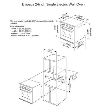 Empava 24 Inch Electric Single Wall Oven, 10 Cooking Functions, Stainless Steel