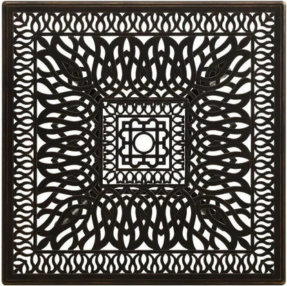 Bronze Square Cast Aluminum Patio Table With Umbrella Hole, 35.4 in x 35.4 in x 28.7 in