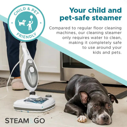 Steam And Go 10-In-1 Steam Mop With Dual Tank, 360 Degree Attachments And 20-ft Cord