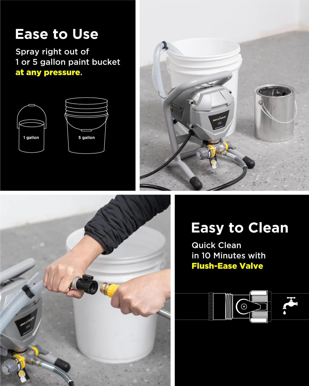 InoKraft Airless Paint Sprayer, Gray, 25-Feet Hose - MaXpray M1 IK01001