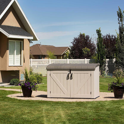 Lifetime Horizontal Storage Shed, 75 Cubic Feet, Black/Tan/Brown - 60170