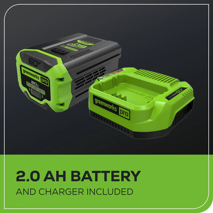 Greenworks Cordless Edger 60V 8 in Brushless With 2.0 Ah Battery And Charger