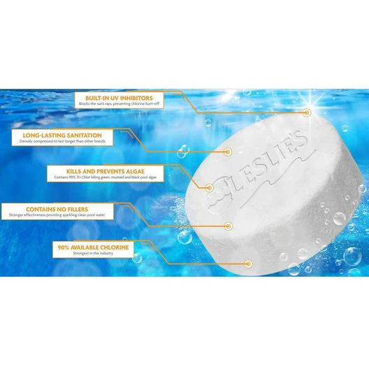 Leslie's Jumbo Chlorine Pool Tabs, 3 in, 20 lb Bucket