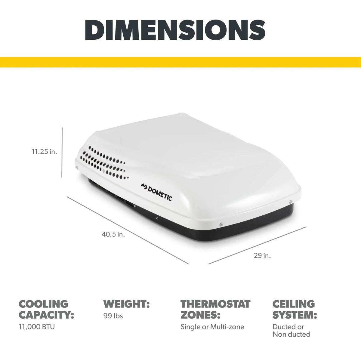 Dometic Penguin II Rooftop Air Conditioner, 11000 BTU, White - PENGUIN AC PW 410A