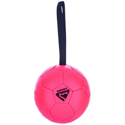 Gappay Leather Soccer Ball Tug Toy With Handle, 6.25 Inch Diameter, Organic Leather