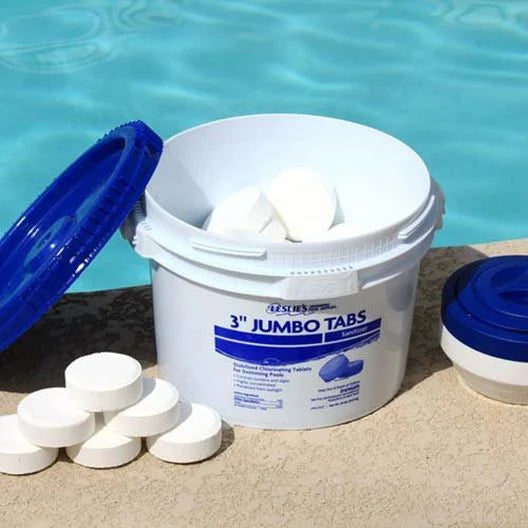 Leslie's Jumbo Chlorine Pool Tabs, 3 in, 20 lb Bucket