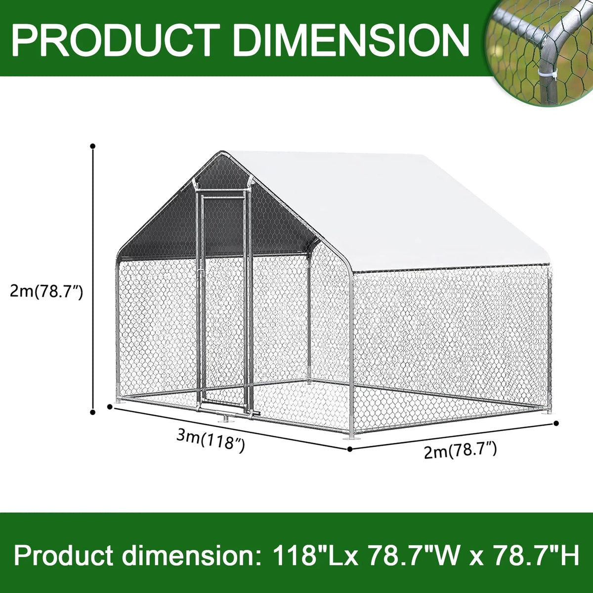 Caulitar Metal Chicken House/Pen 10ft x 10ft With Waterproof Cover - For 6/10 Chickens