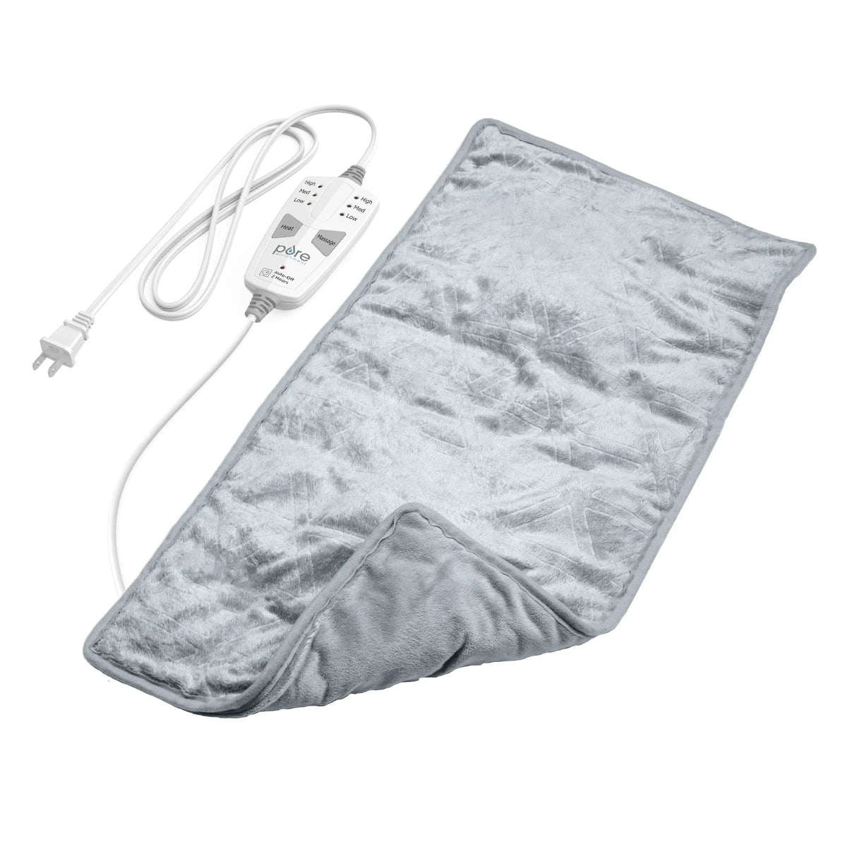 Pure Enrichment 3-in-1 Heating Pad, 12 in x 24 in, Steel Gray - WeightedWarmth