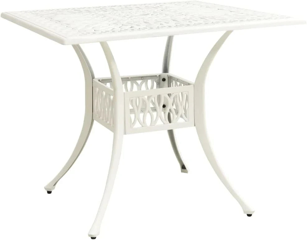 Bronze Square Cast Aluminum Patio Table With Umbrella Hole, 35.4 in x 35.4 in x 28.7 in