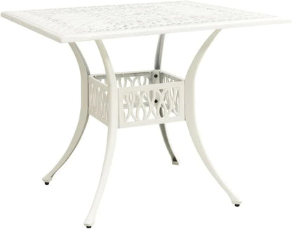 Bronze Square Cast Aluminum Patio Table With Umbrella Hole, 35.4 in x 35.4 in x 28.7 in
