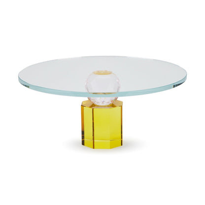 Faceted Crystal Glass Cake Stand - 4.8h x 11diam