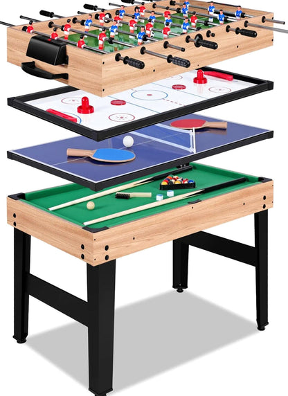 Rioloiuy 12-in-1 Combo Game Table, 48 x 24 x 26.5 inch, Wood-1