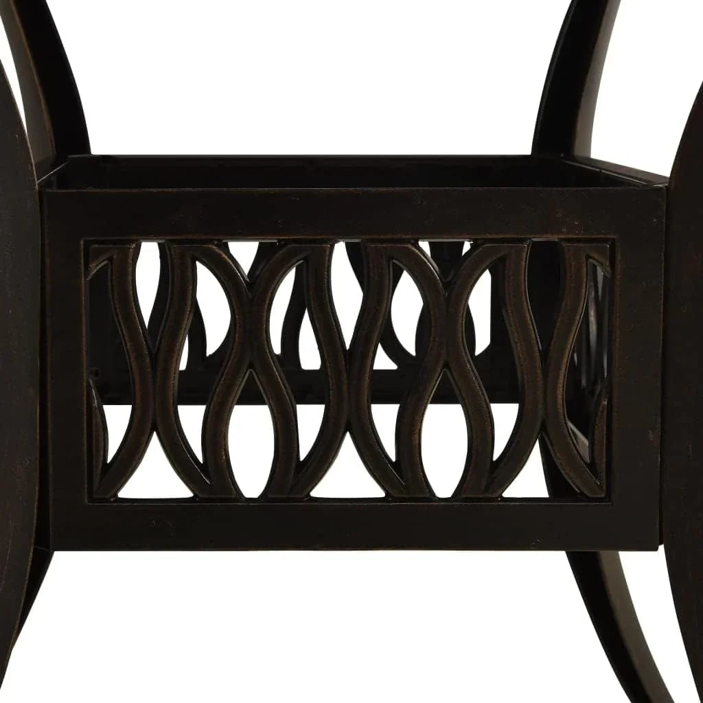 Bronze Square Cast Aluminum Patio Table With Umbrella Hole, 35.4 in x 35.4 in x 28.7 in