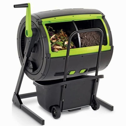 Maze 65-Gallon Compost Tumbler And 12-Gallon Cart Combo - Black