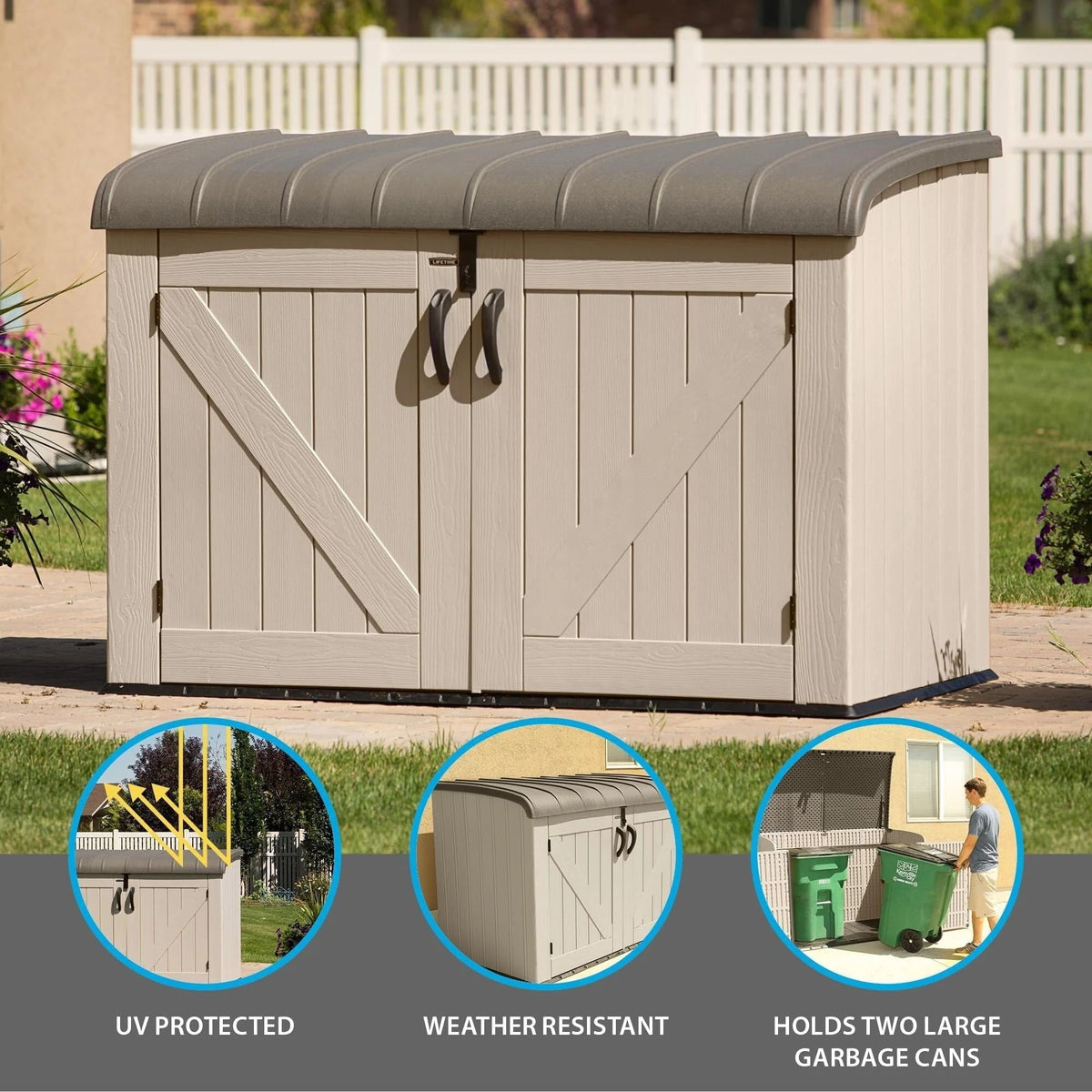 Lifetime Horizontal Storage Shed, 75 Cubic Feet, Black/Tan/Brown - 60170