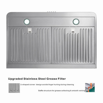 Everkitch 30 Inch Ducted Under Cabinet Range Hood, Stainless Steel, 400 CFM