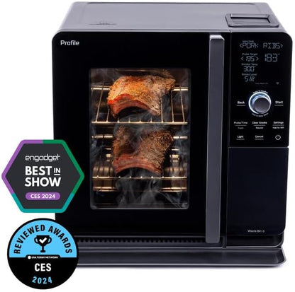 Smart Indoor Electric Countertop Pellet Smoker With Active Smoke Filtration, 5 Smoke Settings, WiFi Connectivity - Black