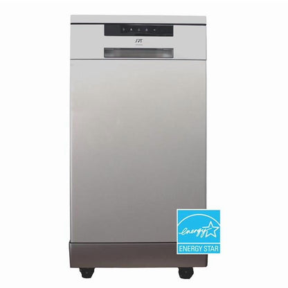 SPT Portable Dishwasher, 18 inch, Stainless Steel, 8 Place Settings, 52 dB