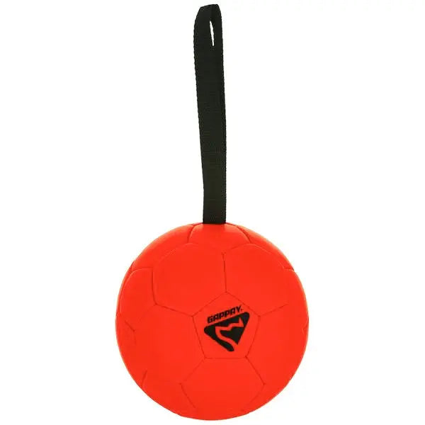 Gappay Leather Soccer Ball Tug Toy With Handle, 6.25 Inch Diameter, Organic Leather